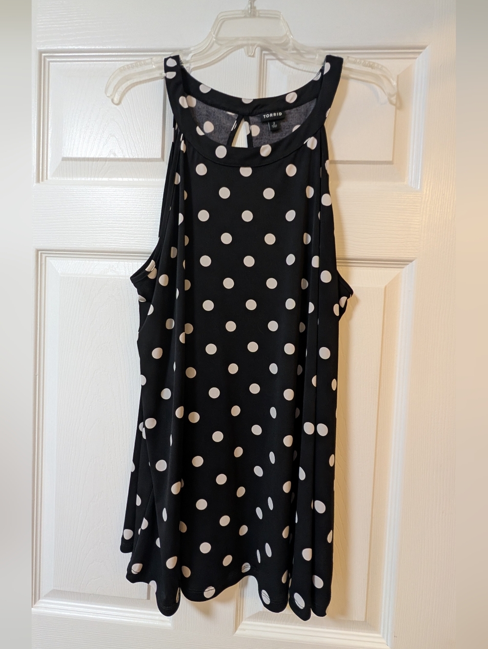 Torrid Black & White Polka Dot Halter Tunic - Swing Top - Size 2 / 2X